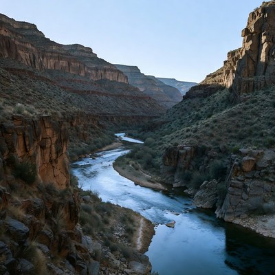 River Flowing Through Red Rock Canyon