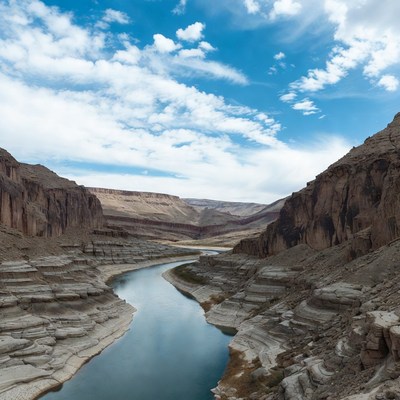 Winding River in Layered Canyon