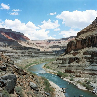 River Winding Through Red Rock Canyon