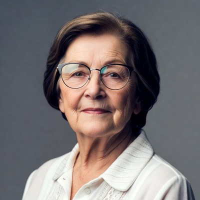 Elderly woman wearing glasses