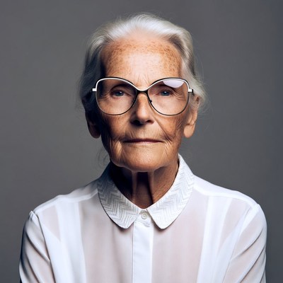 Elderly woman with glasses
