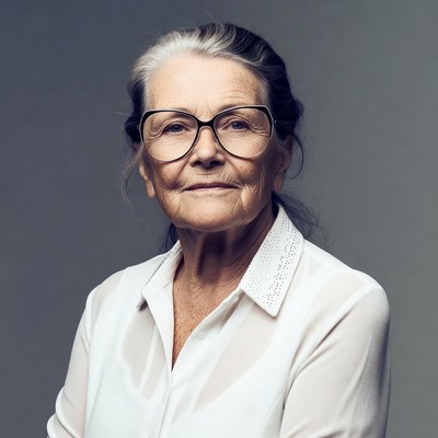 Elderly woman with glasses