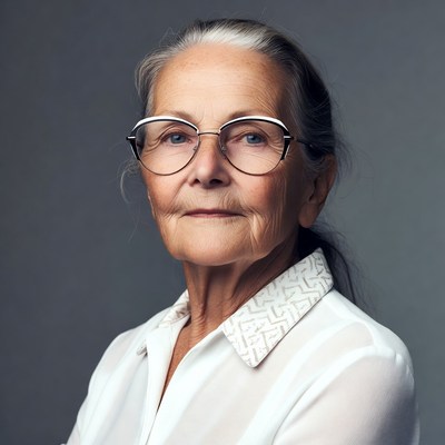Elderly woman with glasses