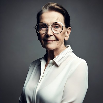 Elderly woman wearing glasses