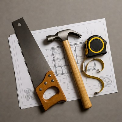 Hammer Saw Tape Measure Blueprints