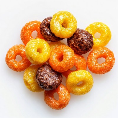 Colorful Cheerios cereal pile