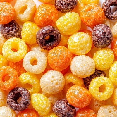 Colorful Assorted Breakfast Cereal Closeup
