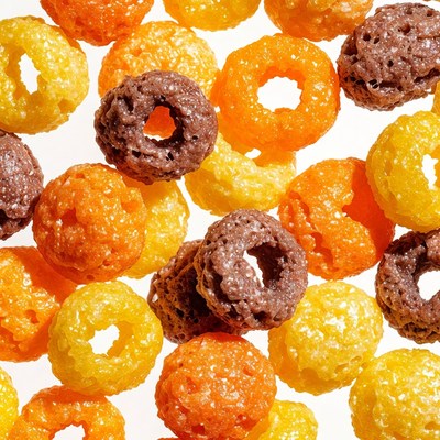 Flying Orange and Brown Cereal O's