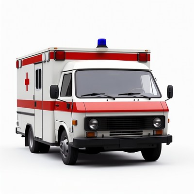 White Ambulance with Red Cross