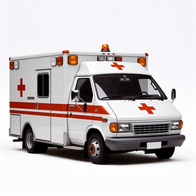 White Ambulance with Red Crosses