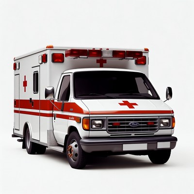 White Ambulance with Red Crosses