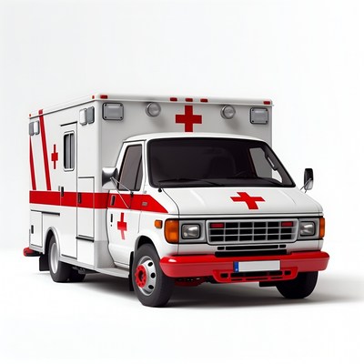 White Ambulance with Red Crosses