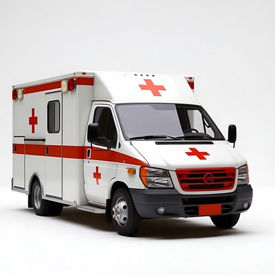 White ambulance with red crosses