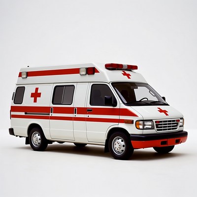 White Ambulance with Red Crosses