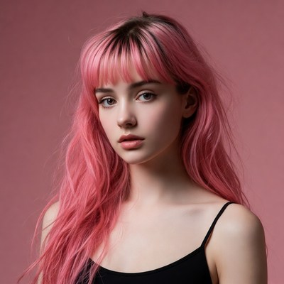 Woman with pink hair