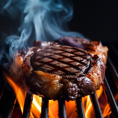 Grilled Steak on BBQ Grill