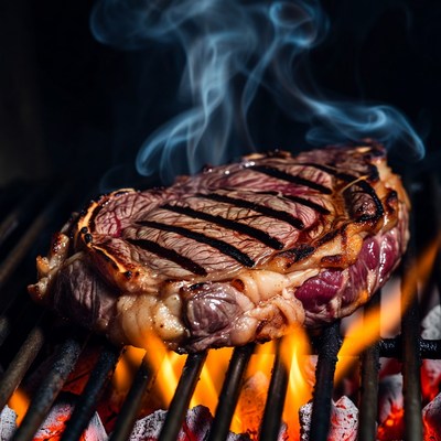 Grilled Ribeye Steak on BBQ
