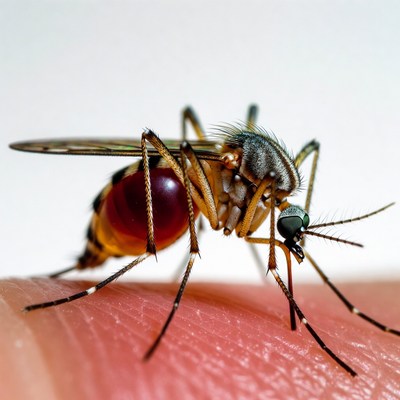 Mosquito on human finger