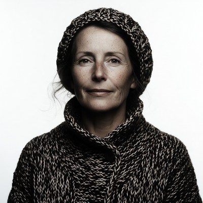 Woman in knit hat and sweater