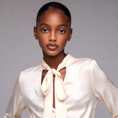 African-American girl in silk blouse