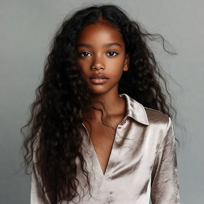 African-American girl with curly hair