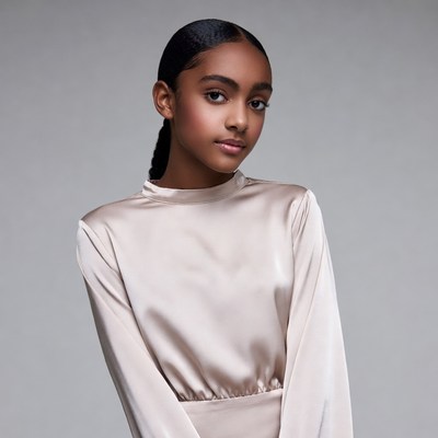African-American girl in satin blouse