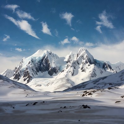 Snowy Mountains Under Blue Sky