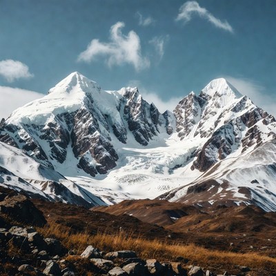 Snowy Twin Peaks with Glacier