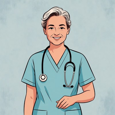 Smiling senior nurse with stethoscope
