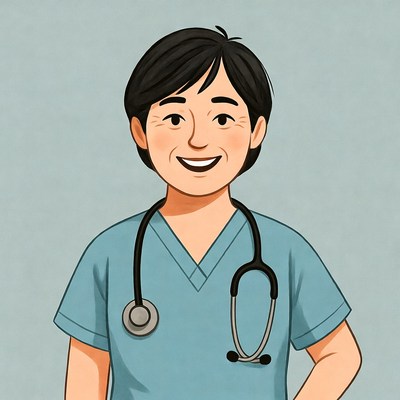 Smiling Asian doctor with stethoscope