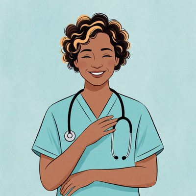 Smiling African-American nurse with stethoscope