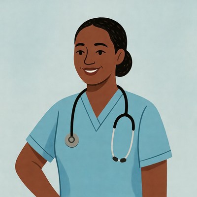 African-American nurse with stethoscope