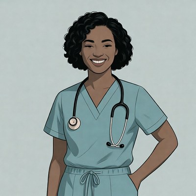 Smiling African-American nurse with stethoscope