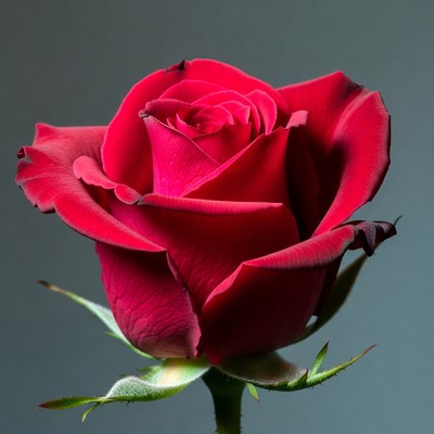 Red Rose on Gray Background