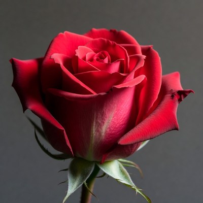 Red Rose on Gray Background