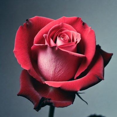 Red Rose on Gray Background