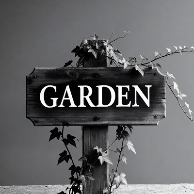 Ivy-covered Garden Sign