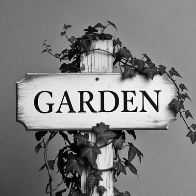 Ivy-Covered Garden Sign