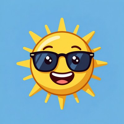 Smiling Sun Wearing Sunglasses
