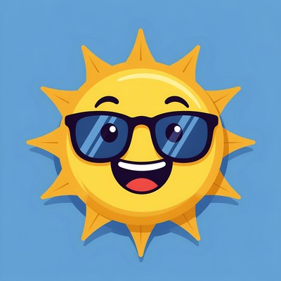 Smiling Sun Wearing Sunglasses