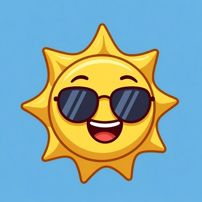 Cartoon Sun Wearing Sunglasses