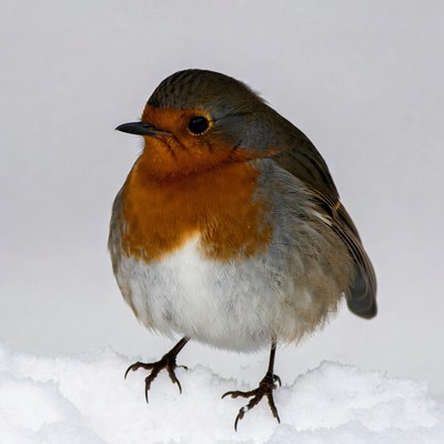 Robin standing on snow
