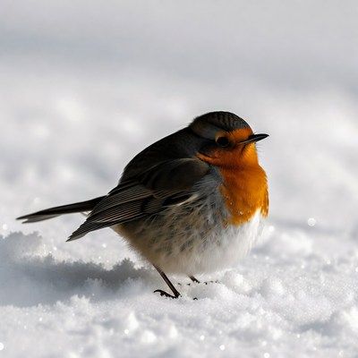 Robin standing in snow