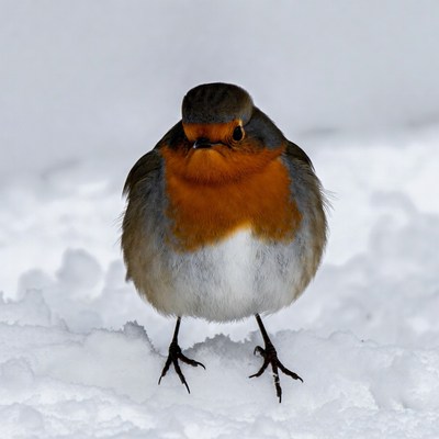 Robin standing in snow