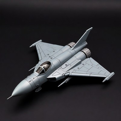 Gray fighter jet model