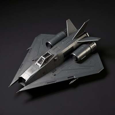 Silver Stealth Fighter Jet