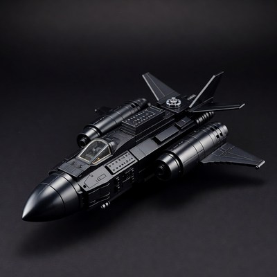 Black futuristic fighter jet toy