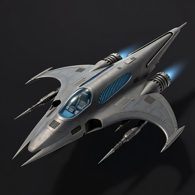 Futuristic Fighter Jet Flying