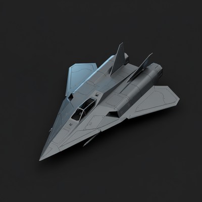 Stealth Fighter Jet on Black Background
