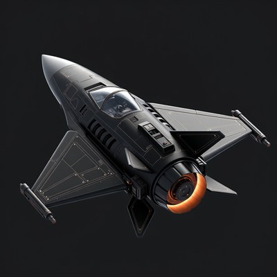 Futuristic Black Fighter Jet
